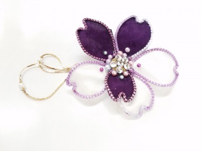 Silk　accessory　（丹後ちりめん）　さくらsakura~紫白